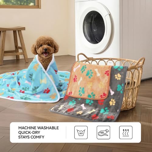 LINENLUX Dog Blankets 4-Pack, Super Soft Fluffy Fleece Pet Throw Warm - 3
