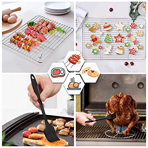 Teamfar Roasting Pan, 14 In Stainless Steel Turkey Roaster Pan With Cooling Rack & V Rack, Beer Can Chicken Holder/Meat Claws/Brush, Healthy & Dishwasher Safe, Set Of 7 #TOP4