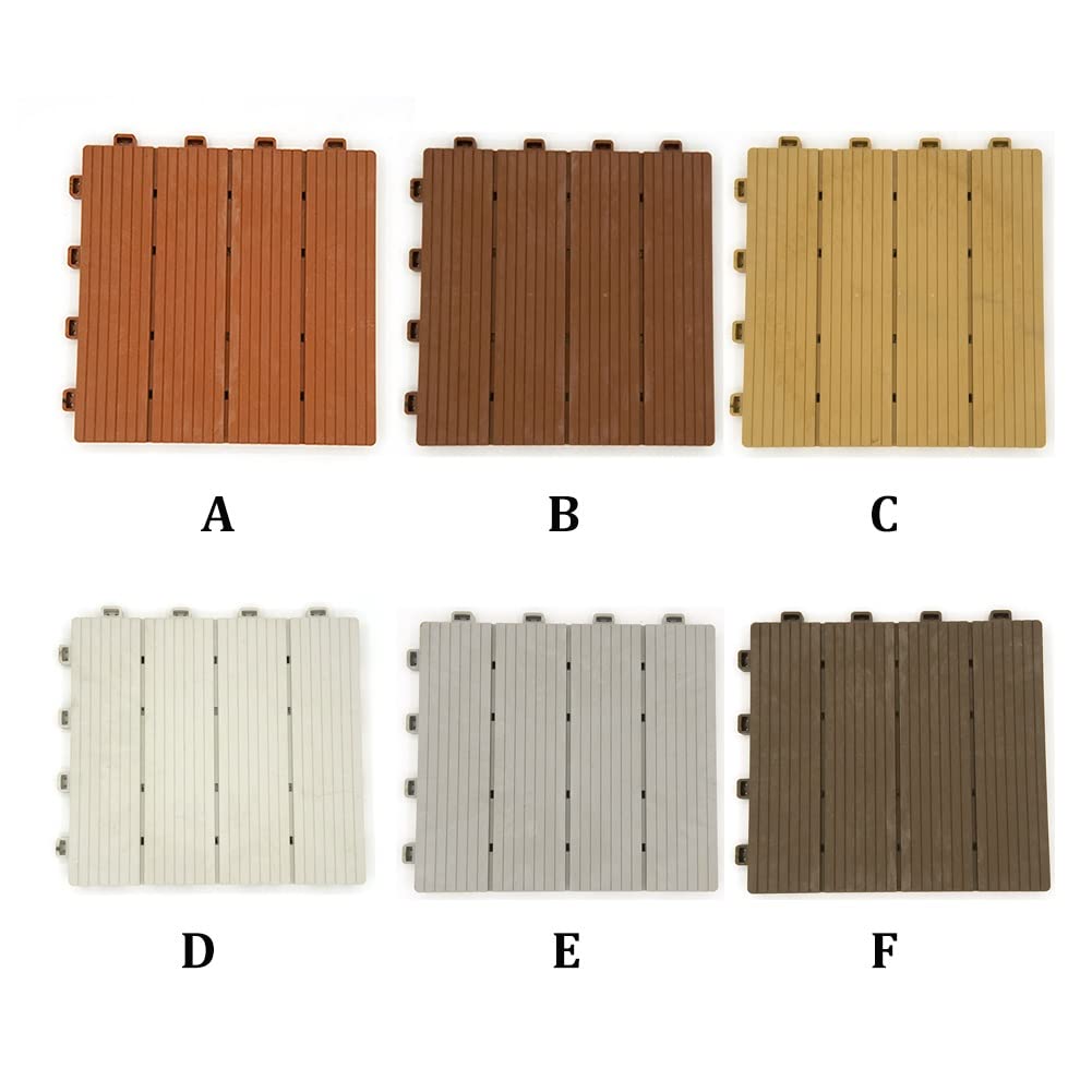 Baldosas de Madera Piso Antideslizante De Plástico De Madera para Exteriores, Baldosas De Cubierta De Patio De Balcón Entrelazadas DIY, Resistente Al Agua para Todo Clima, Fácil De Colocar