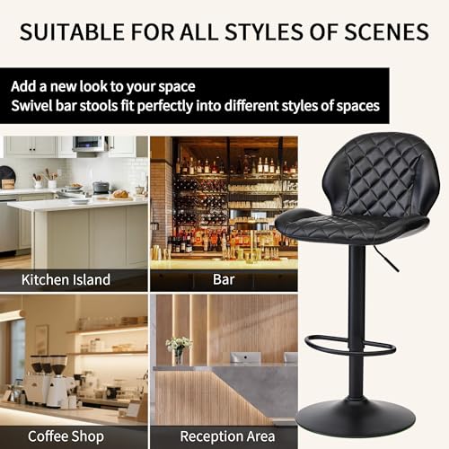 Image of Swivel Bar Stools Set of 4, Adjustable Height 24 inch-33 inch for kitchen Island