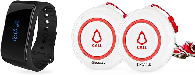 SINGCALL Sistema de Chamada de Pager de Cuidador Sem Fio Botão de Chamada de Emergência Sistema de Ajuda para Paciente Idoso Idoso 1 Receptor Móvel 2 Botões de Chamada