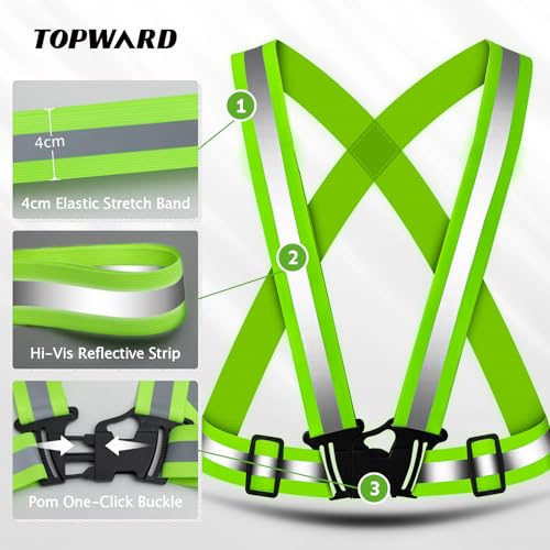 Topward Colete refletivo para corrida, 2 unidades, colete de segurança de alta visibilidade com bols