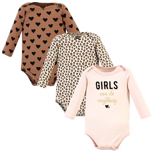 Image of Hudson Baby baby-girls Cotton Long-sleeve Bodysuits 3-pack