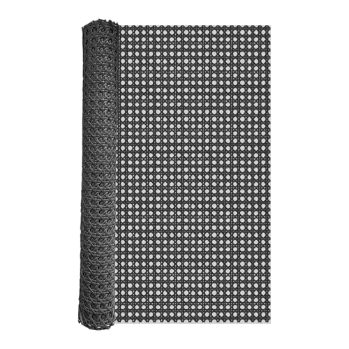 ALLINKIT Wiener Geflecht 50x100cm Schwarz - Rattan Meterware, Flexible Kunststoff Rattan Geflecht für Möbelrenovierung & Dekoration