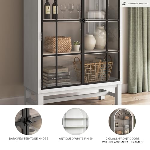 Image of Signature Design by Ashley Basinger Display Cabinet, White Farmhouse