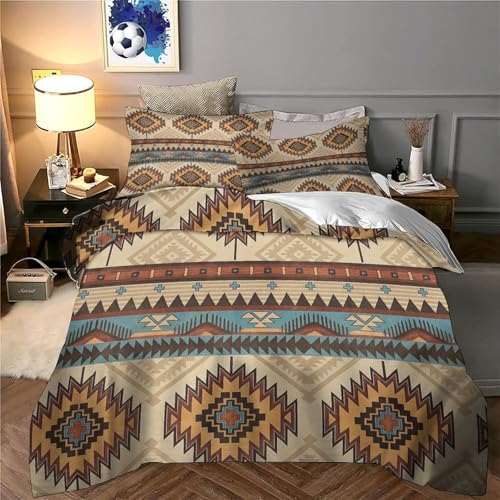 Housse de couette Aztec 3 pièces microfibre 260x220cm avec 2 taies d'oreiller