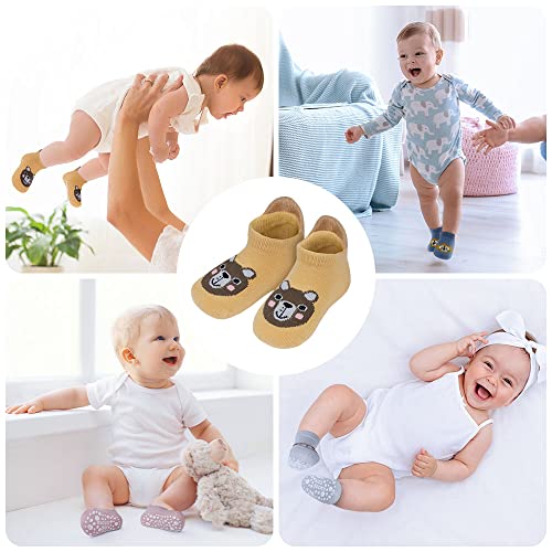 Vicloon rutschfeste Socken für Baby, 6 Paar Baby Socken Baumwolle, Kleinkind Socken Baby, kurz Kinder Anti Rutsch SockenKinder Anti Rutsch Socken for Babies Toddlers and Kids