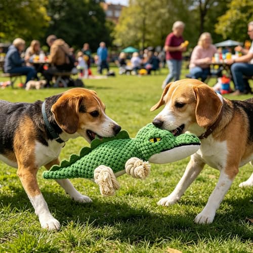 Quietschende Welpenspielzeuge | Quietschendes weiches interaktives Krokodil | Hundeseilspielzeug Für Drinnen Draußen Reisen Pool Park Garten Schlafzimmer Spielen Training Familienzeit | Geei-2