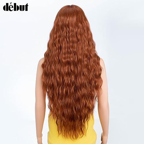 DÉBUT Lace Front Wigs 30 inches Water Wave Super Long Wigs 5% Brazilian Human Hair and 95% Heat Resistant Synthetic Wig 240g 6 inches Lace Parting (LACE 30" - Image 4