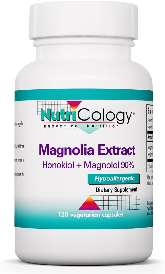 Allergy Research Group NutriCology Magnolia Extract - Honokiol & Magnolia Bark Extract - Healthy Mindset & Relaxation Support - Vegetarian Capsules - Hypoallergenic Formula - 120 Servings - 120 Count