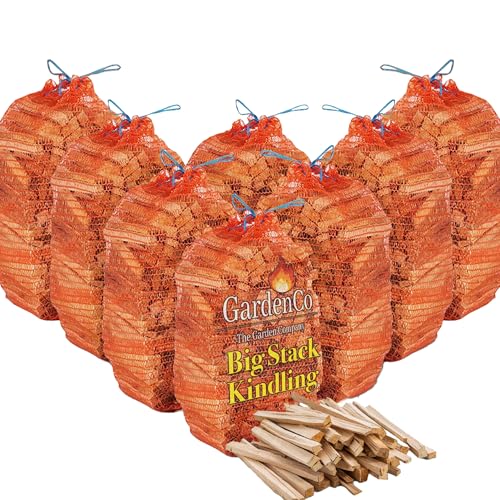 8x Nets Kiln Dried Kindling Wood - 20KG Bumper Pack of Bags Natural Firelighters For Woodburning Stove, Log Burner, Open Fire Pit, Camping BBQ Pizza Oven. Fire Starters Ready To Burn - 20KG