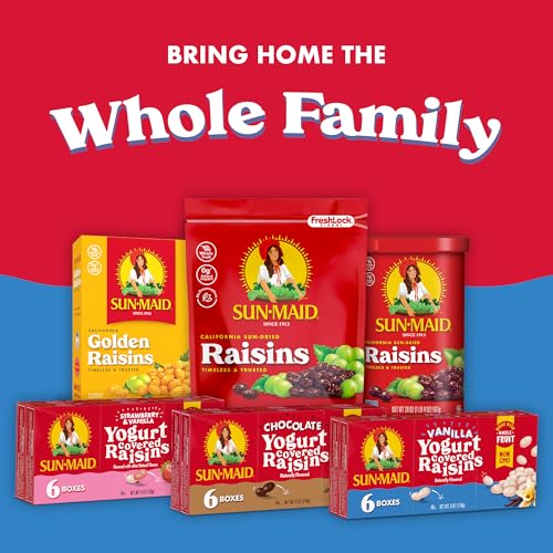 Image of Sun-Maid Vanilla Yogurt Coated Raisins - (6 Pack) 1 oz Snack-Size Box - Yogurt Covered Dried Fruit for Lunches and Back To School Snacks