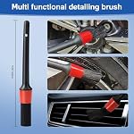 5 Pack Car Wheel and Tire Cleaner Brushes Kit Auto Motorcycle Rim Ultra Soft Microfiber No Spatter Bendable Woolies Bristle Cleaning Set (Red & Black) - Image 5