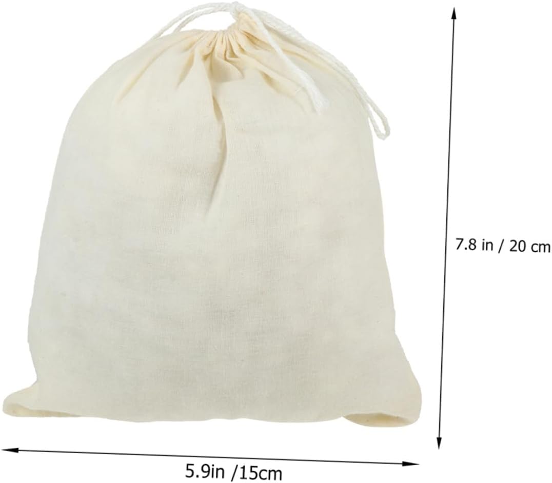 10Pcs Cotton Drawstring Tea Filter Bags, Reusable Soup Strainer Bags
