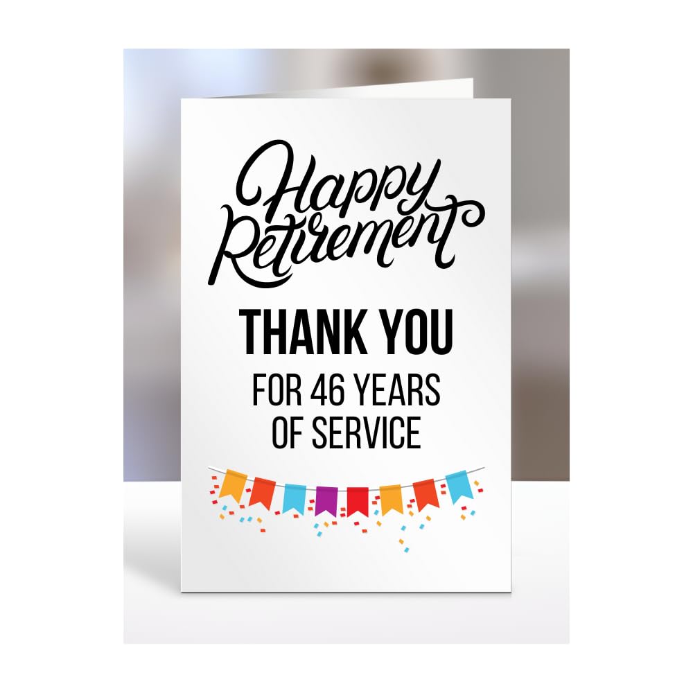 Happy Retirement Card, 46 years of work service gifts for colleagues, colleague, boss, manager, supervisor, Thank you for, Retire, Retired, presents for men, women, A5-159_47