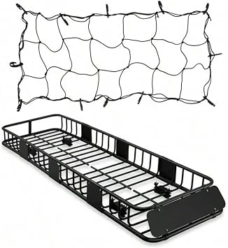 84"x23"x6" Long and Narrow Car Roof Rack Cargo Carrier Rooftop Basket and Net Heavy Duty Weather Resistant Luggag