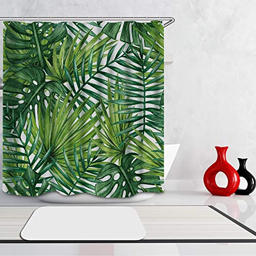 Famibay Mould Proof Fabric Shower Curtain for Bath Waterproof Bathroom Curtain with Hooks (3D-Rainforest) - Image 4