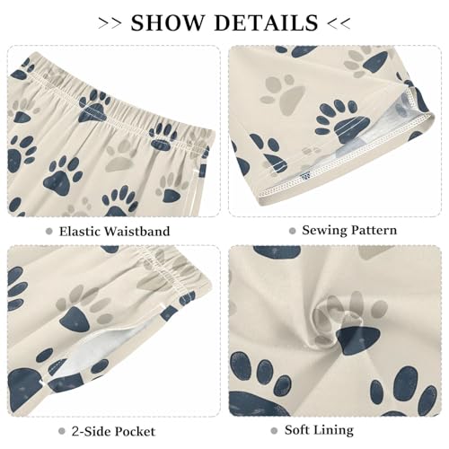 ALAZA Cute Dog Paw Print Pajama Shorts Elastic Waist Casual Sleep Shorts with Pockets Size 6-143
