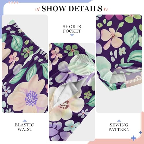 J JOYSAY Blossom Foliage Dark Purple Pajamas Pants Soft Long Pajama Bottoms Lounge Sleep Pants Size S-XL4