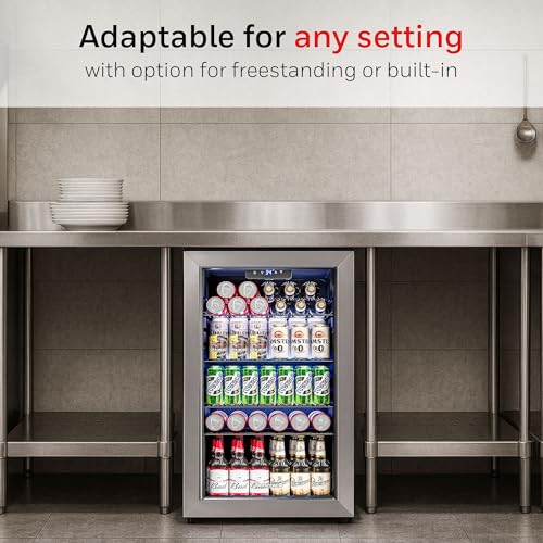 honeywell beverage refrigerator and cooler 116 can mini fridge with glass door for soda beer or wine for office or bar with adjustable removable shelving commercial grade