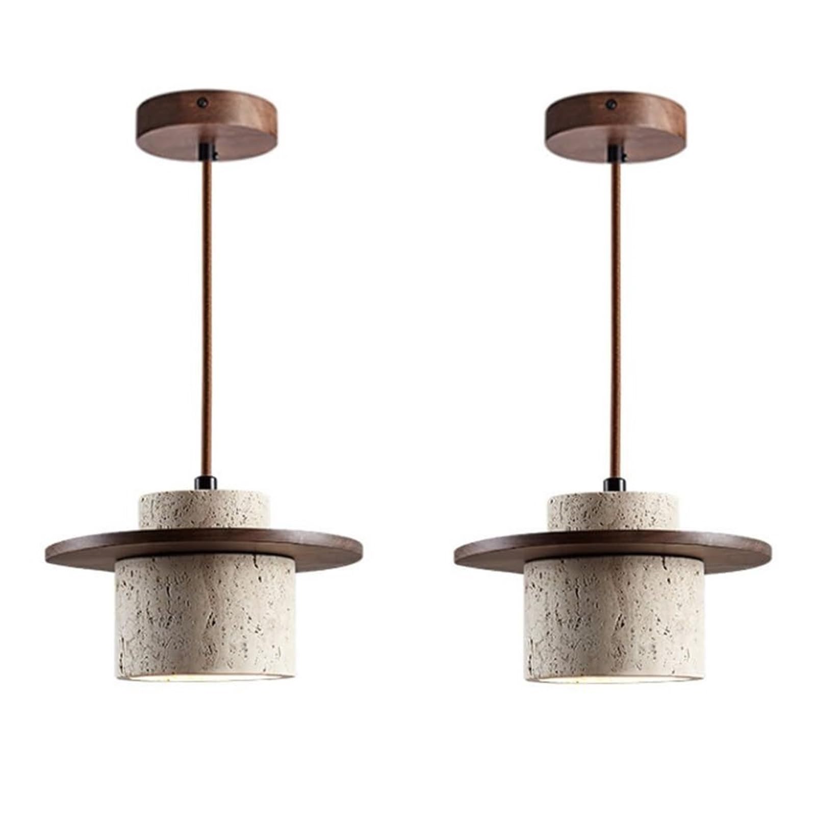 KHUKHU 2PCS Nordic Natural Stone Shade Pendant Light Japanese Wabi-Sabi Chandelier Dining Table Travertine Droplight Bedside Restaurant Kitchen Aisle Bar Club Hanging Lamp