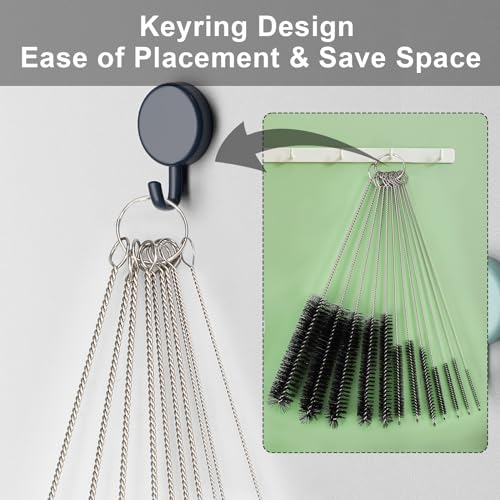 Image of Ixiaoyoo 12 Pcs Straw Cleaner Brushes Set, 8.2 Inch Nylon Cleaning Brush | Black Tube Cleaner Brushes for Tumbler, Sippy Cup, Water Bottles, Hummingbird Feeders, Pipes, Sink Drain & Pet Waterers