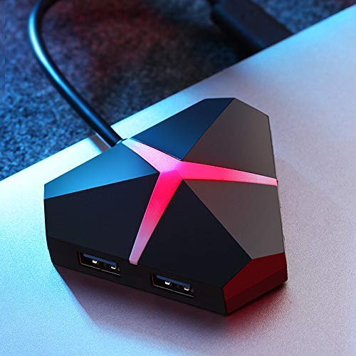 Image of XIKKART 4 Port USB 3.0 Hub Adapter with Breathing Lights, Breathing Lights 5GBPS USB 3.0 4 Port USB HUB HIGH Speed Portable 3.0 USB HUB