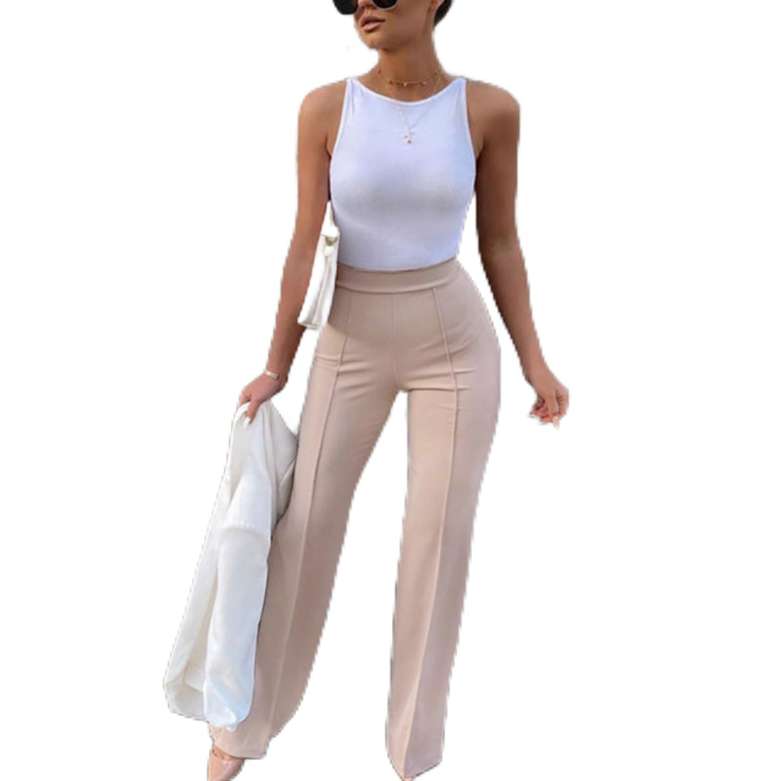 Women Wide Leg Pants High Waist Casual Pants Fall Clothes Outfits Skin Small
