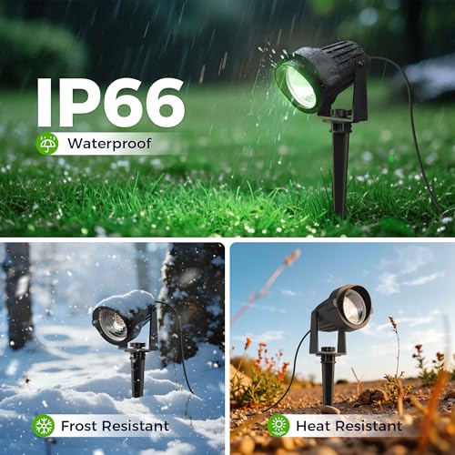 Image of L LOHAS LED Green Outdoor Spotlight 5W Dusk to Dawn Landscape Light 2 Pack