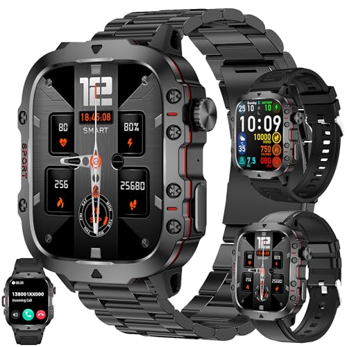Smart Watches for Men(Answer/Make Call) , 1.96" HD Fitness Tracker Watch with Blood Pressure/Heart Rate Monitor, 3ATM Waterproof Fitness Watch for Men, Smart Watch for Android/iOS Phones (Black) -  JIWMYIN, QX11