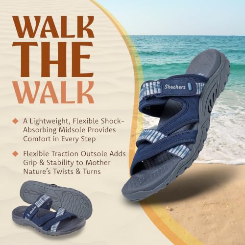 Image of Skechers Women's Reggae - Color-full | Cushioned Footbed, Shock-Absorbing Reggae Midsole, Leather and Web Fabric Upper, Outdoor Trail Slide