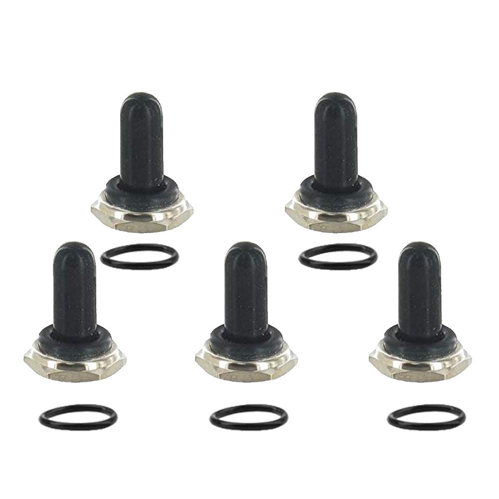 ESUPPORT Black 12mm Rubber Rocker Toggle Switch Knob Hat Waterproof Boot Cover Cap Dustproof Oil Resistant Pack of 5-image-21