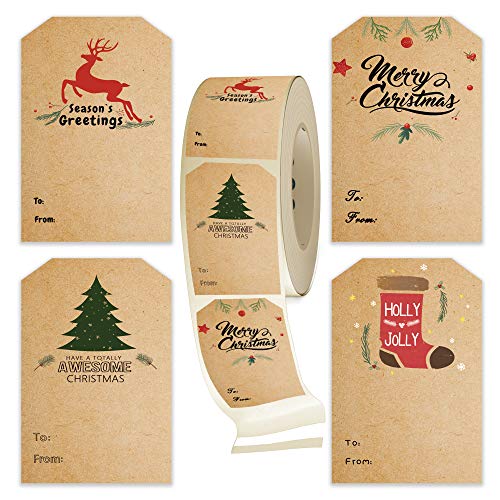 Tronos Tags- Self Adhesive Gift Tag Stickers - Decorative Stickers for Holiday Presents & Packages - Easy to Write & Peel - Convenient Dispenser Box - Fast & Clean Application -80 Pcs