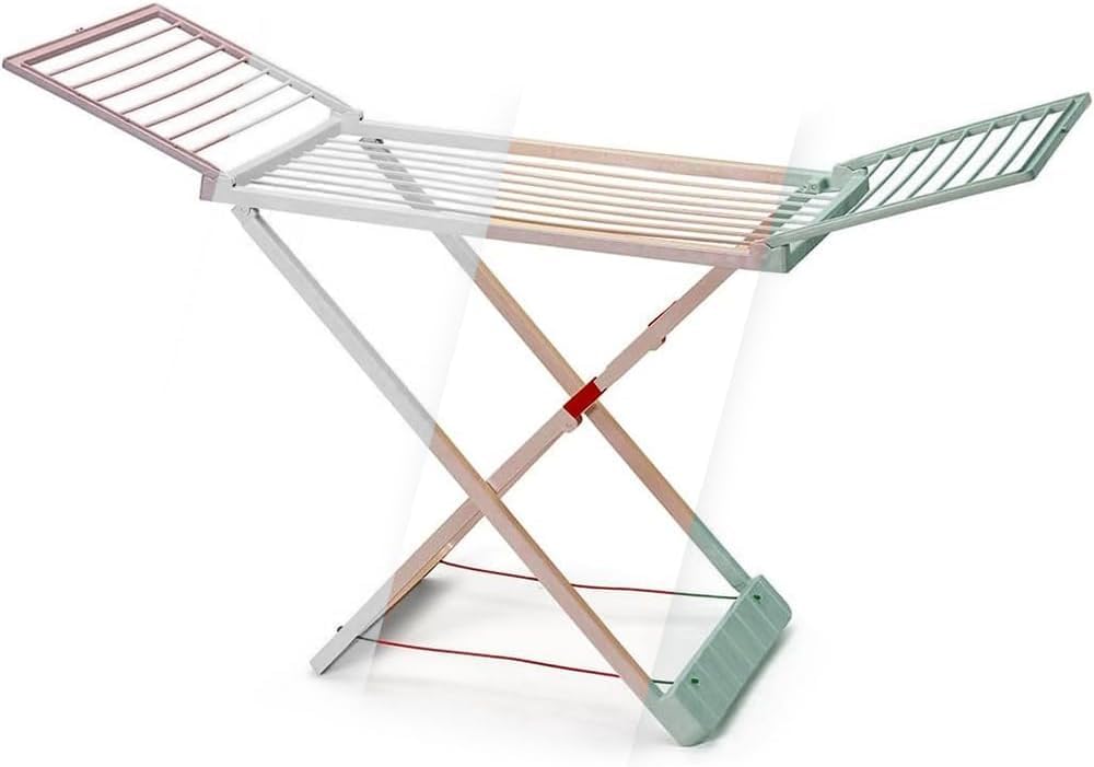 Stendibiancheria pieghevole con ali, 20 metri di superficie asciugante, in resina resistente al sole e alle intemperie, 180 x 108 x 55 cm, marrone