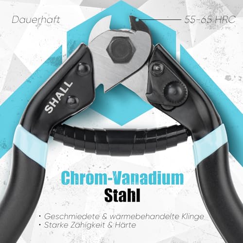 SHALL Drahtseilschneider Kabelschneider Drahtschneider Bowdenzug-Zange aus CrV-Stahl | Schneidet bis 4.8mm (3/16\) | für Fahrrad, Elektro, Reparatur