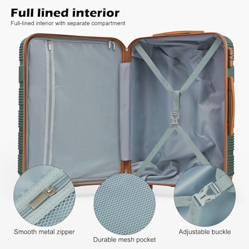 Image of LONG VACATION Luggage Sets with Spinner Wheels, Carry on Suitcase 3 Piece