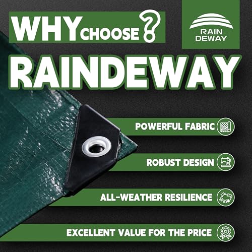 RAINDEWAY Green Tarp 30x30 Feet,5.5Mil Multipurpose Waterproof Tarps Cover - Image 2