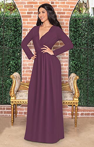 Image of KOH KOH Womens Long Sleeve Empire Cocktail Elegant Evening Versatile Maxi Dress
