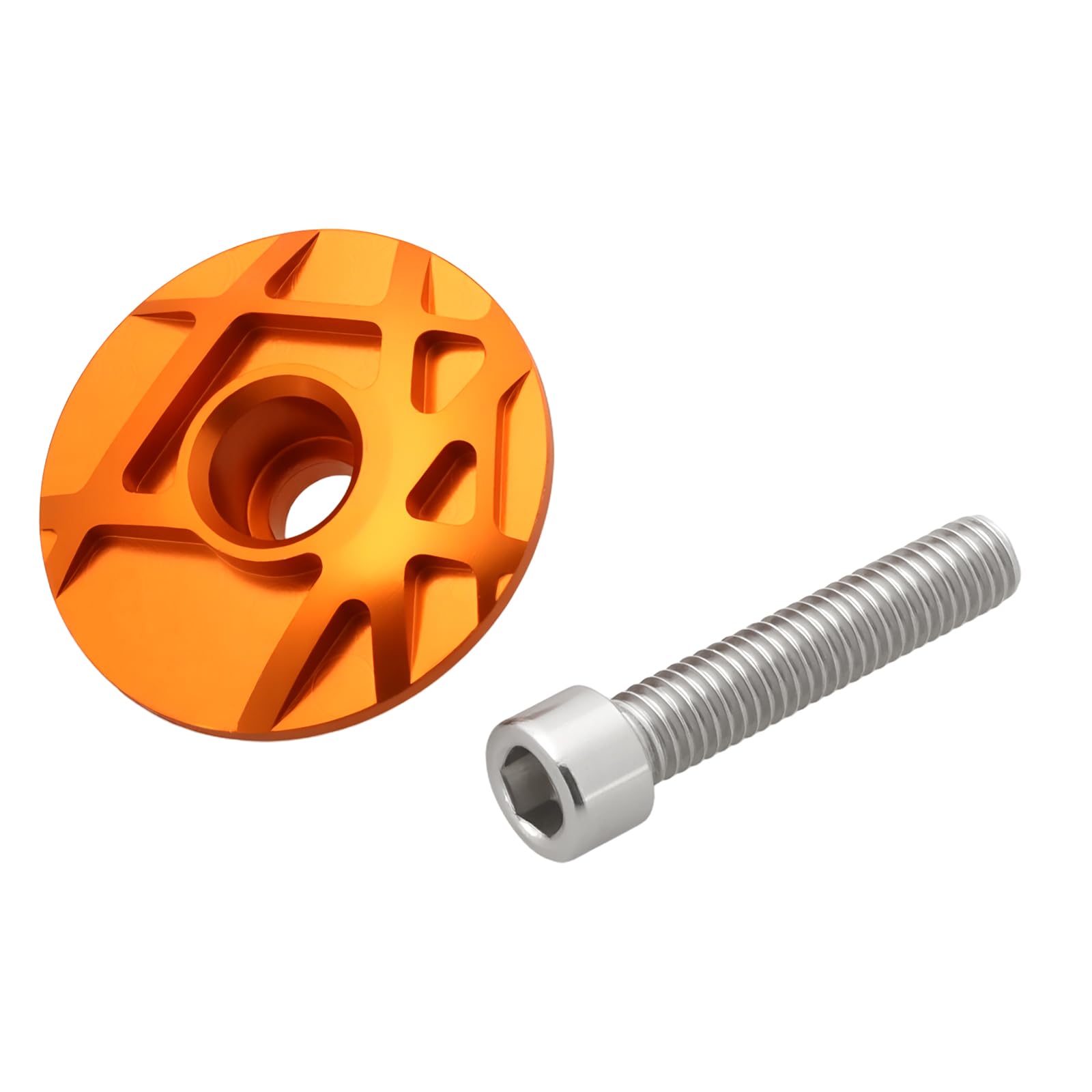 LT Easiyl Aluminum Ahead Cap Bicycle Headset Top Cap Suitable for 28.6 Front Fork Mountain Bikes Road Bikes(Orange)