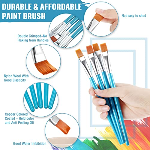 Image of Zonon 30 Pieces Paint Brushes Bulk Small Flat Top Acrylic Oil Paint Brush for Artists Mini Touch up Crafts Detail Painting(1 /2 Inch,Blue)