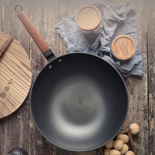 Wok de Hierro Fundido con Tapa de Madera 32 cm miniatura 2