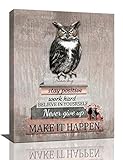 Rustic Inspirational Owl Wall Art Motivational Quotes Owl Books Heel Picture Wall Decor Canvas Print