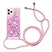 Produktbild YuhooTech Handykette Kompatibel mit iPhone 11 Pro Max (6.5) - Glitzer Hülle Flüssig Bewegende Treibsand Transparent Handyhülle - Smartphone Necklace Case Band Gradient Quicksand Cover