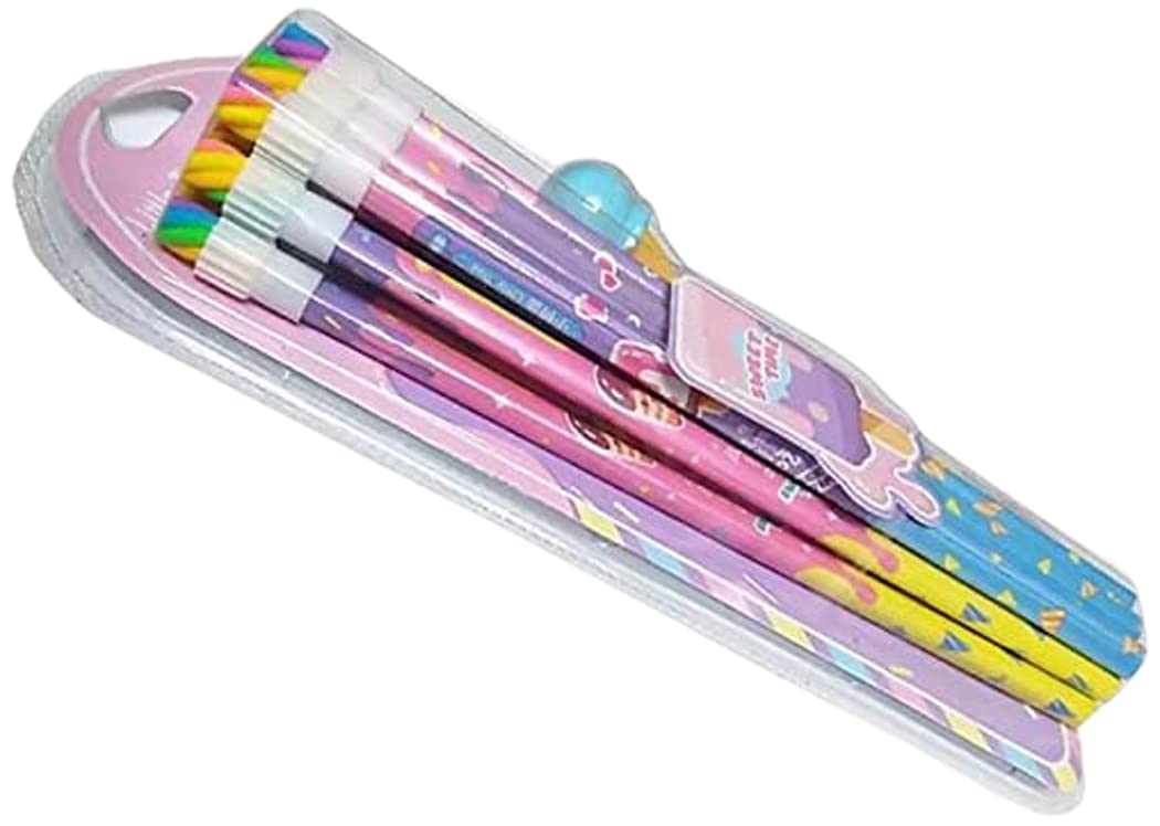 2heet 24 Pcs Ice Cream Design HB Pencils with Eraser Tops – Fancy Cartoon Stationery Set for Kids | Wooden HB Drawing & Sketching Pencils for School, Writing, Birthday Return Gift & Fun Learning