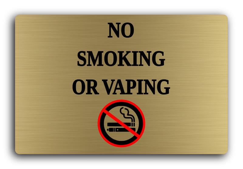 No Smoking or Vaping sign – 29.0x19.0cm Brushed Aluminium