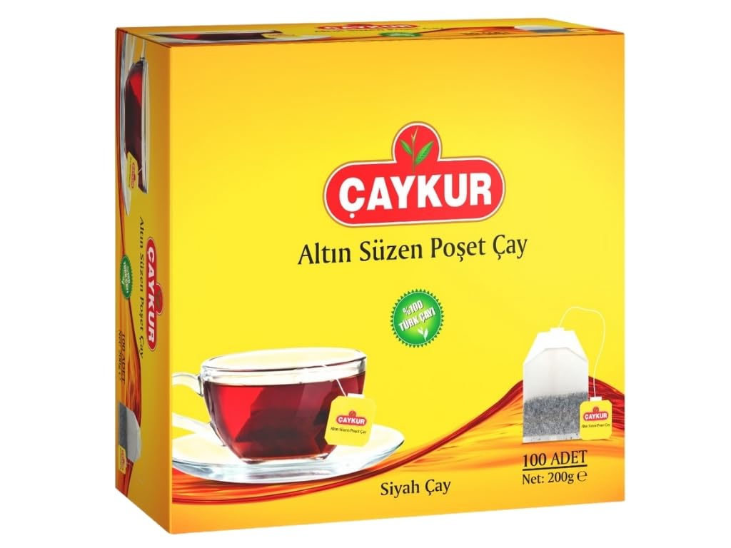 ÇAYKUR Black Tea Bags, Altın Suzen Turkish Tea, Individually Wrapped Cup Brew Bags, Bright Red Color, Best Turkish Loose-Leaf Flavor, 100 Tea Bags (200g/ 7.05 oz)