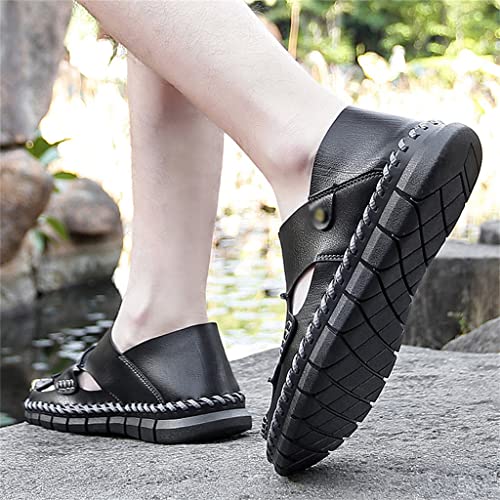 Leather Sandals Men Men's Sandals Outdoor Beach Hiking Slip-On Trekking Leisure Non-Slip Slippers(43)4