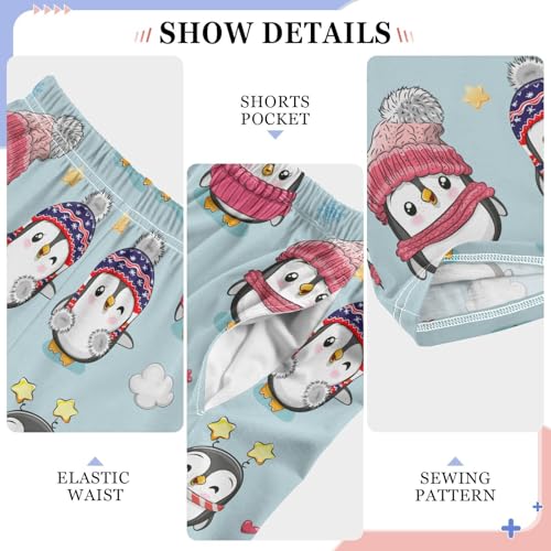 ZZXXB Penguin with Candy Cane Boys Long Pants Soft Trousers Elastic Waist Kids Lounge Bottoms with Pockets S-XL4