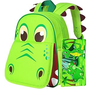 Dinosaur Backpack for Boys, 12″ Toddler Preschool Kids Bookbag, Cute Animal Kindergarten Schoolbag