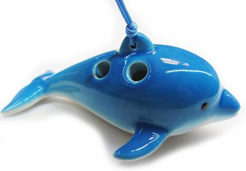 TNG Dolphin 6 Hole Ceramic Ocarina, Blue , 3.54 x 2.36 x 0.98